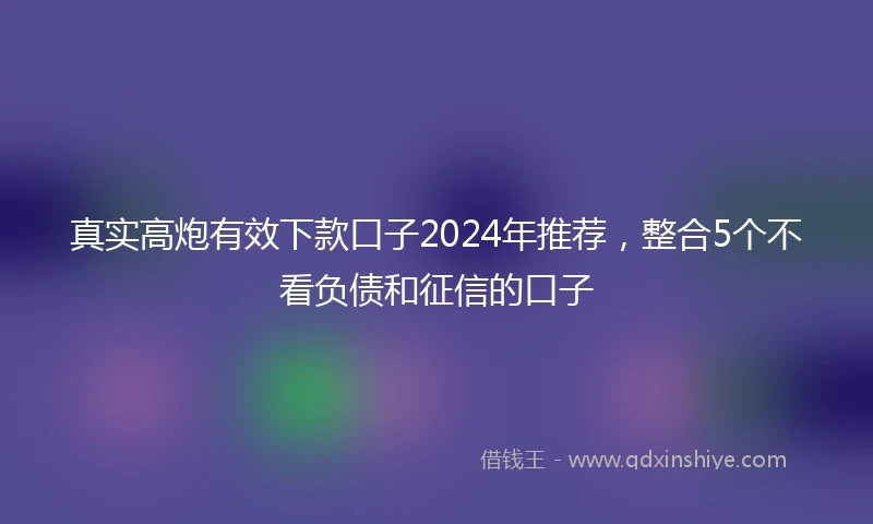 真实高炮有效下款口子2024年推荐，整合5个不看负债和征信的口子