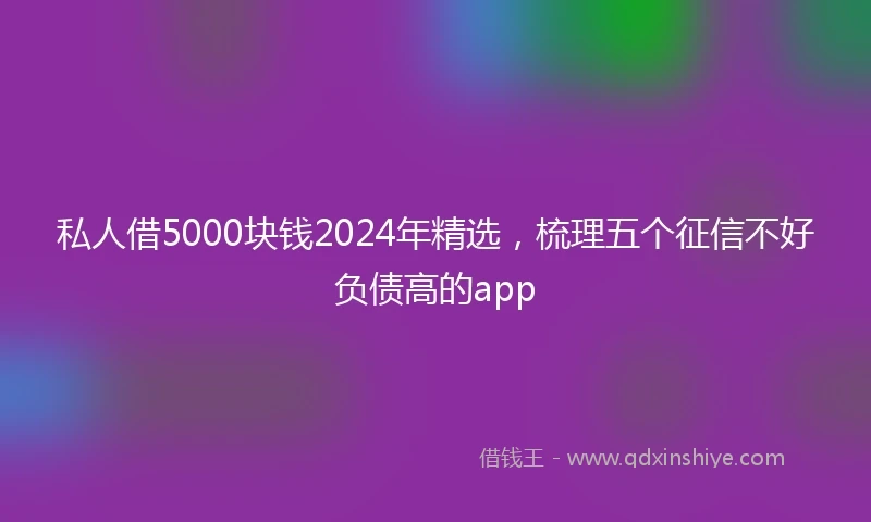 私人借5000块钱2024年精选，梳理五个征信不好负债高的app