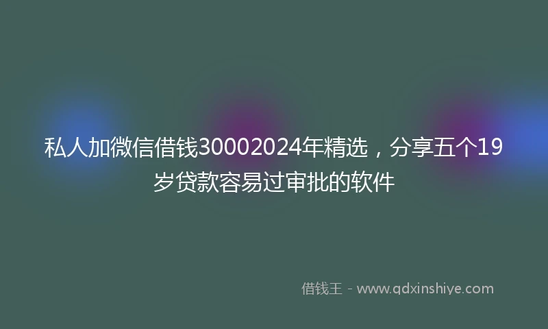 私人加微信借钱30002024年精选，分享五个19岁贷款容易过审批的软件