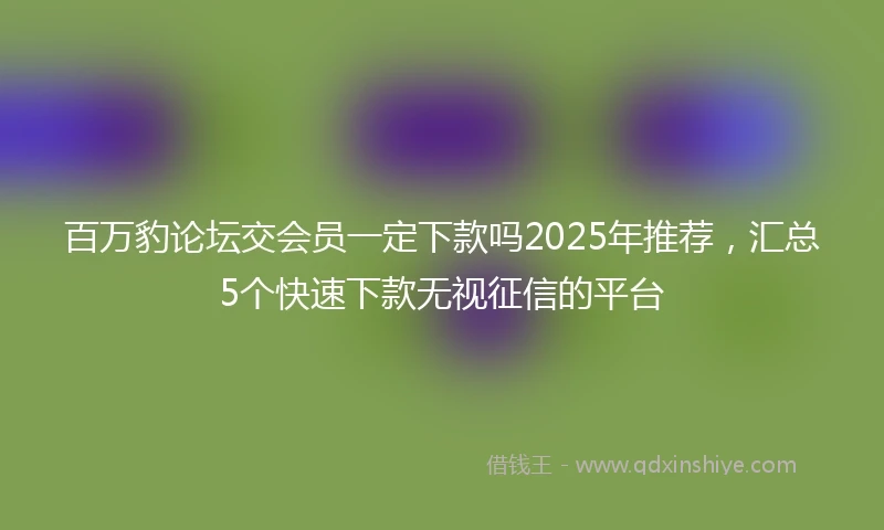 百万豹论坛交会员一定下款吗2025年推荐，汇总5个快速下款无视征信的平台