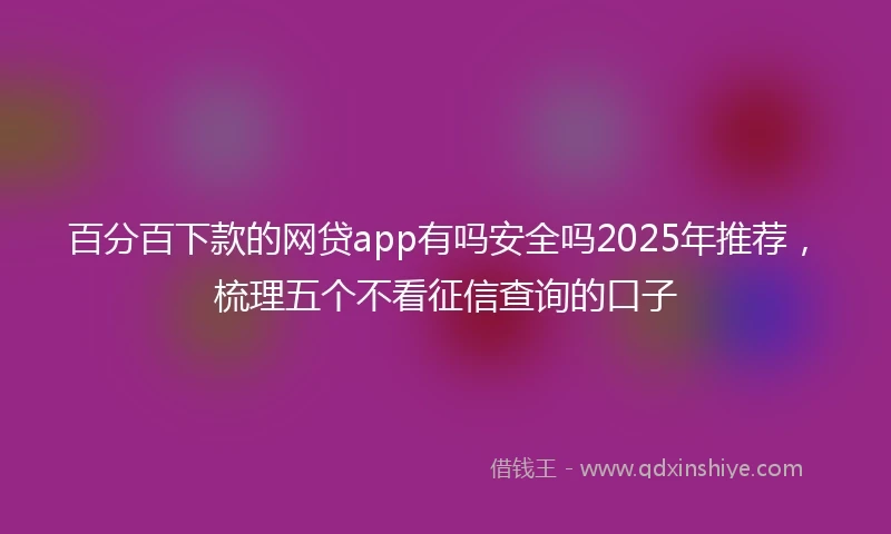 百分百下款的网贷app有吗安全吗2025年推荐，梳理五个不看征信查询的口子