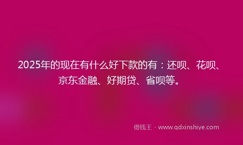 2025年的现在有什么好下款的有：还呗、花呗、京东金融、好期贷、省呗等。