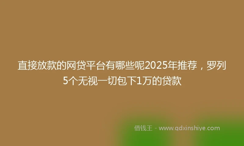 直接放款的网贷平台有哪些呢2025年推荐，罗列5个无视一切包下1万的贷款
