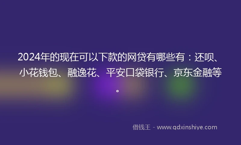 2024年的现在可以下款的网贷有哪些有：还呗、小花钱包、融逸花、平安口袋银行、京东金融等。