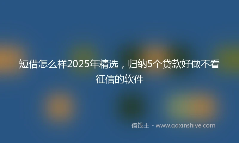 短借怎么样2025年精选，归纳5个贷款好做不看征信的软件