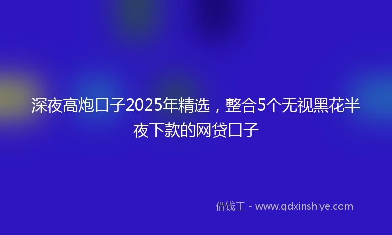 深夜高炮口子2025年精选，整合5个无视黑花半夜下款的网贷口子