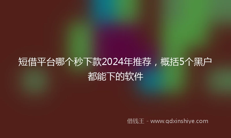 短借平台哪个秒下款2024年推荐，概括5个黑户都能下的软件