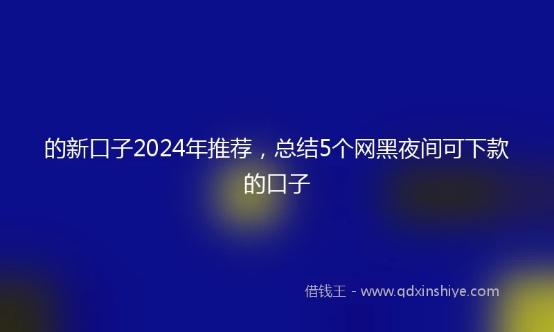 的新口子2024年推荐，总结5个网黑夜间可下款的口子