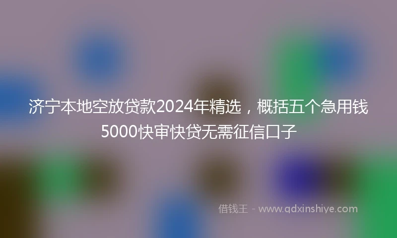 济宁本地空放贷款2024年精选，概括五个急用钱5000快审快贷无需征信口子