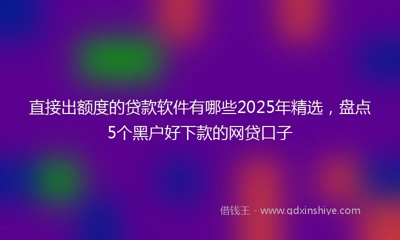 直接出额度的贷款软件有哪些2025年精选，盘点5个黑户好下款的网贷口子
