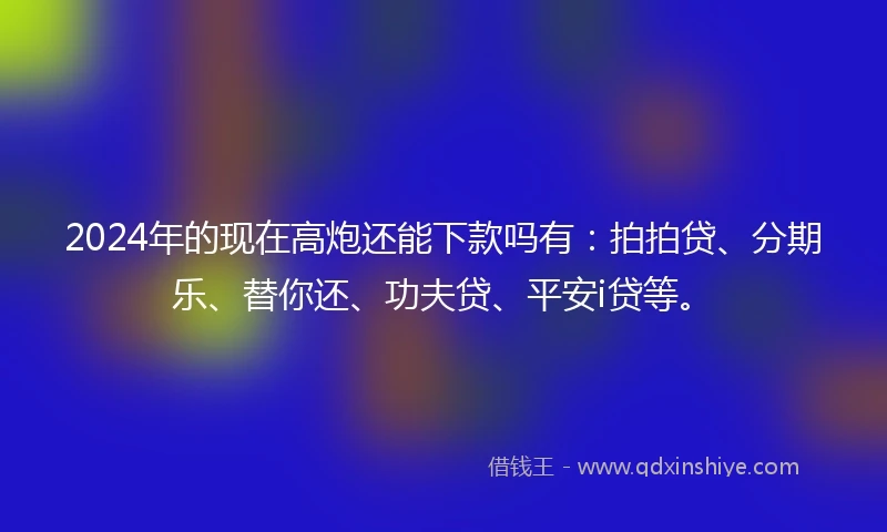 2024年的现在高炮还能下款吗有：拍拍贷、分期乐、替你还、功夫贷、平安i贷等。