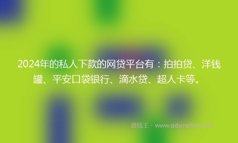 2024年的私人下款的网贷平台有：拍拍贷、洋钱罐、平安口袋银行、滴水贷、超人卡等。