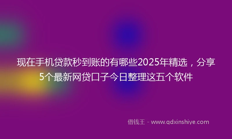 现在手机贷款秒到账的有哪些2025年精选，分享5个最新网贷口子今日整理这五个软件