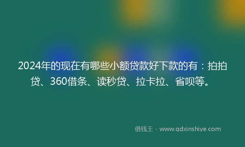 2024年的现在有哪些小额贷款好下款的有：拍拍贷、360借条、读秒贷、拉卡拉、省呗等。