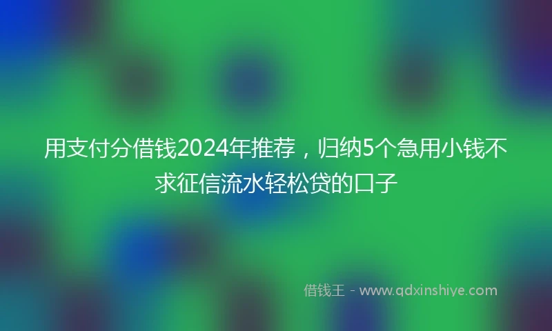 用支付分借钱2024年推荐，归纳5个急用小钱不求征信流水轻松贷的口子