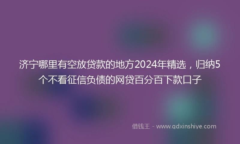 济宁哪里有空放贷款的地方2024年精选，归纳5个不看征信负债的网贷百分百下款口子