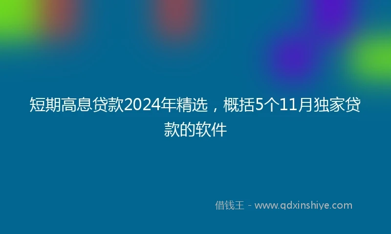 短期高息贷款2024年精选，概括5个11月独家贷款的软件