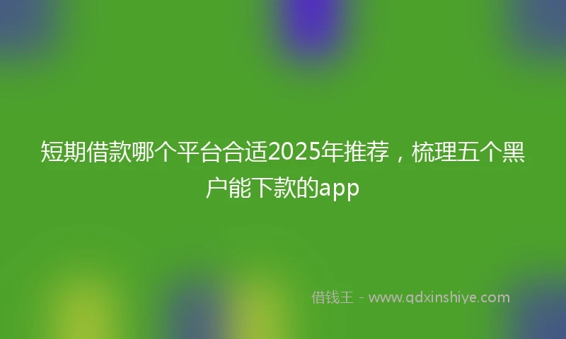 短期借款哪个平台合适2025年推荐，梳理五个黑户能下款的app