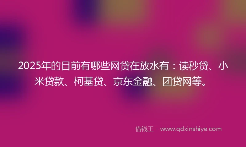2025年的目前有哪些网贷在放水有：读秒贷、小米贷款、柯基贷、京东金融、团贷网等。