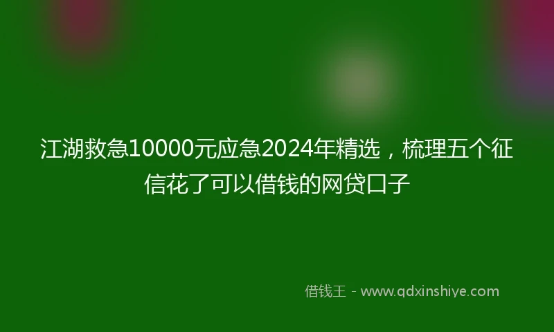 江湖救急10000元应急2024年精选，梳理五个征信花了可以借钱的网贷口子