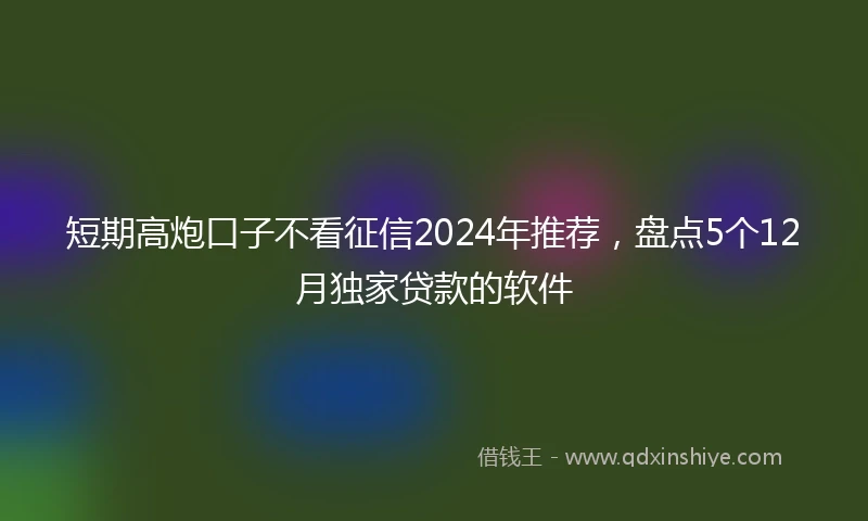 短期高炮口子不看征信2024年推荐，盘点5个12月独家贷款的软件