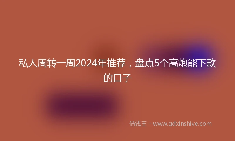 私人周转一周2024年推荐，盘点5个高炮能下款的口子
