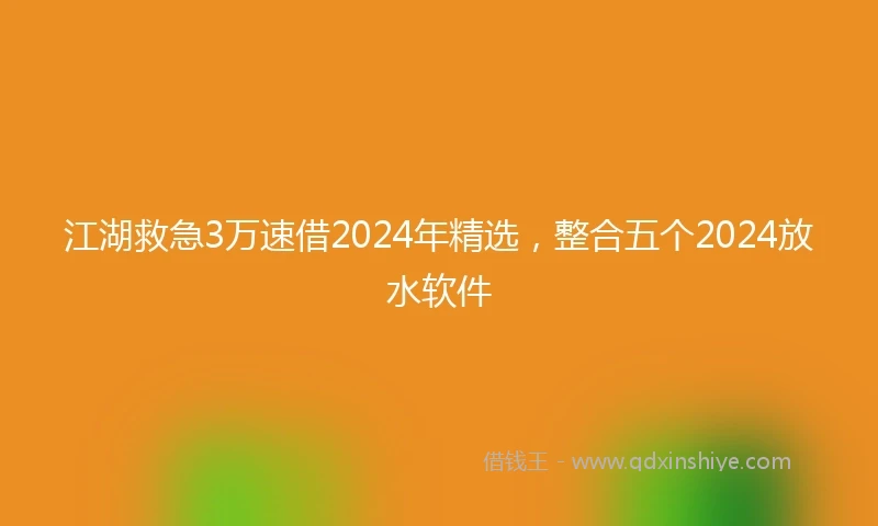 江湖救急3万速借2024年精选，整合五个2024放水软件
