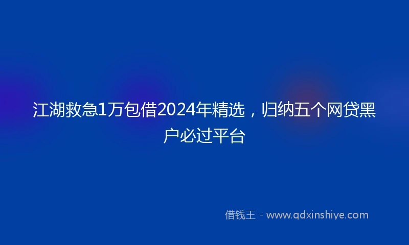 江湖救急1万包借2024年精选，归纳五个网贷黑户必过平台