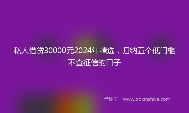 私人借贷30000元2024年精选，归纳五个低门槛不查征信的口子