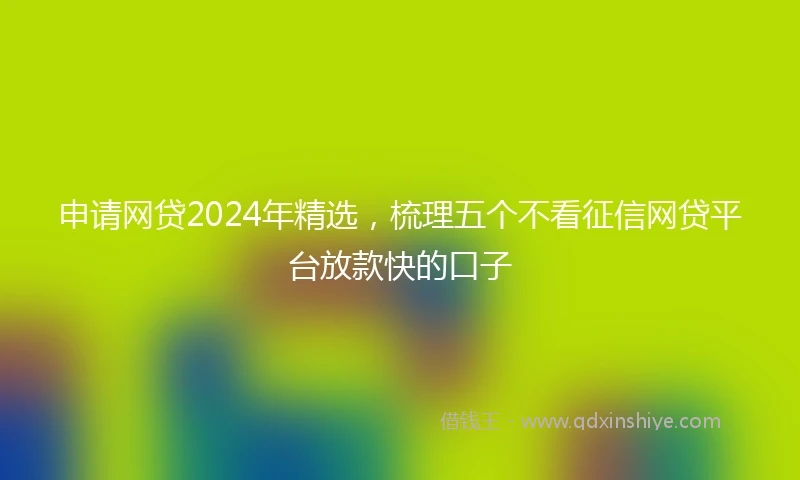 申请网贷2024年精选，梳理五个不看征信网贷平台放款快的口子