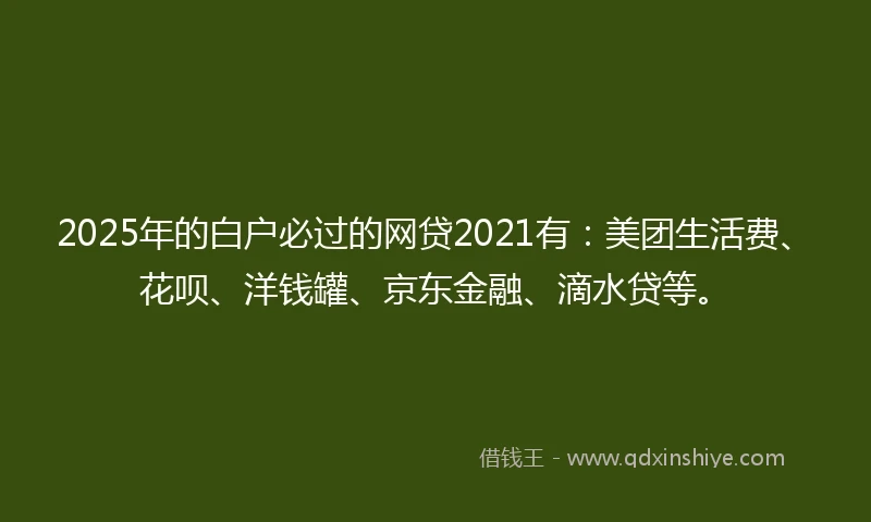 2025年的白户必过的网贷2021有：美团生活费、花呗、洋钱罐、京东金融、滴水贷等。