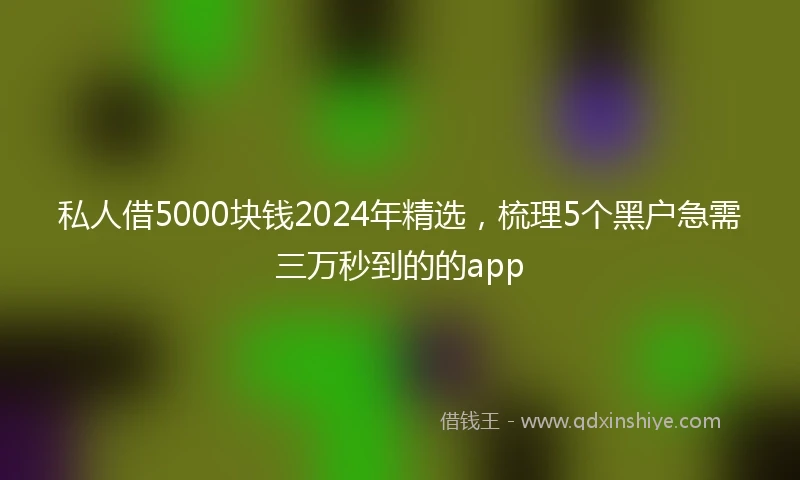 私人借5000块钱2024年精选，梳理5个黑户急需三万秒到的的app