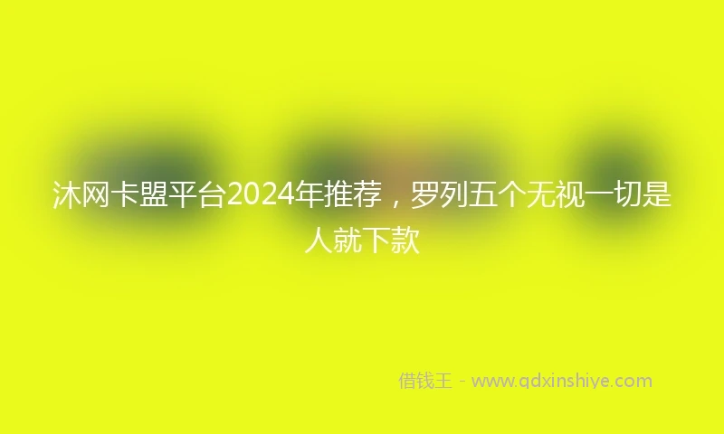 沐网卡盟平台2024年推荐，罗列五个无视一切是人就下款