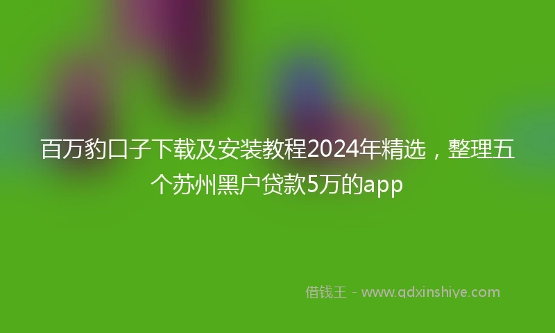 百万豹口子下载及安装教程2024年精选，整理五个苏州黑户贷款5万的app
