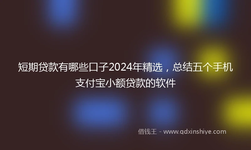 短期贷款有哪些口子2024年精选，总结五个手机支付宝小额贷款的软件