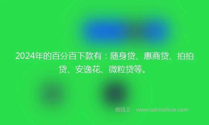 2024年的百分百下款有：随身贷、惠商贷、拍拍贷、安逸花、微粒贷等。