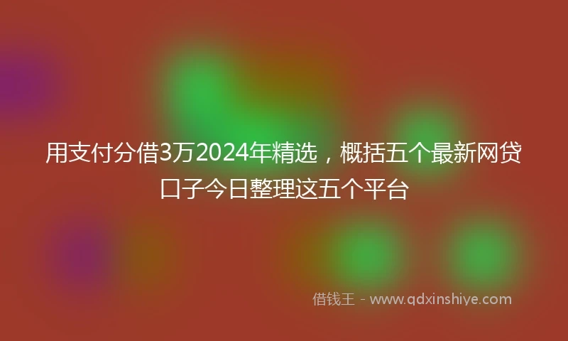 用支付分借3万2024年精选，概括五个最新网贷口子今日整理这五个平台