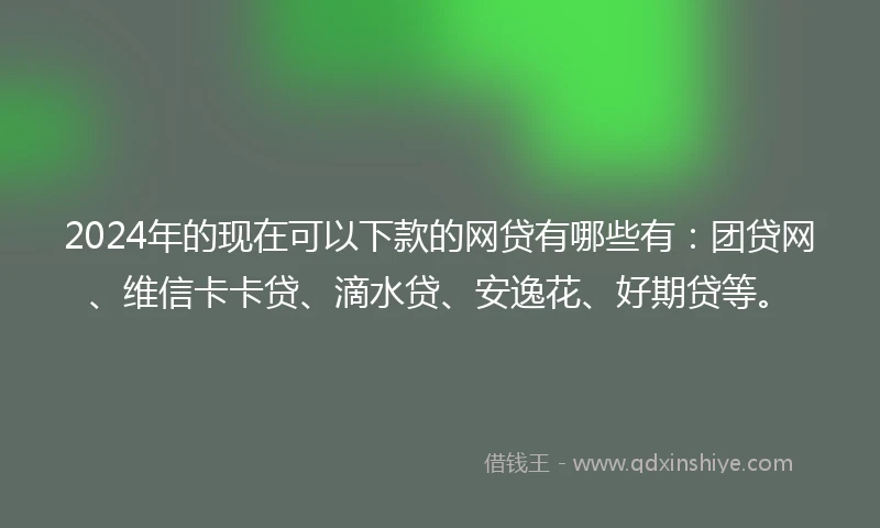 2024年的现在可以下款的网贷有哪些有:团贷网、维信卡卡贷、滴水贷、安逸花、好期贷等。