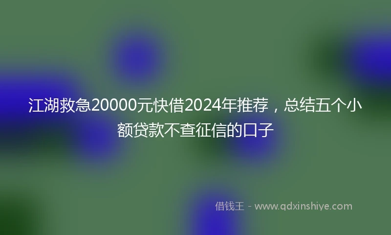 江湖救急20000元快借2024年推荐，总结五个小额贷款不查征信的口子