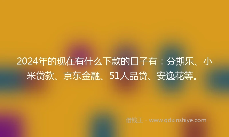 2024年的现在有什么下款的口子有：分期乐、小米贷款、京东金融、51人品贷、安逸花等。