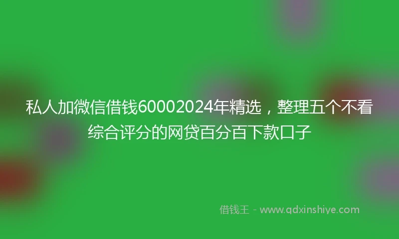 私人加微信借钱60002024年精选，整理五个不看综合评分的网贷百分百下款口子