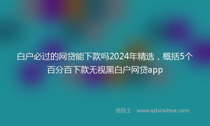 白户必过的网贷能下款吗2024年精选，概括5个百分百下款无视黑白户网贷app