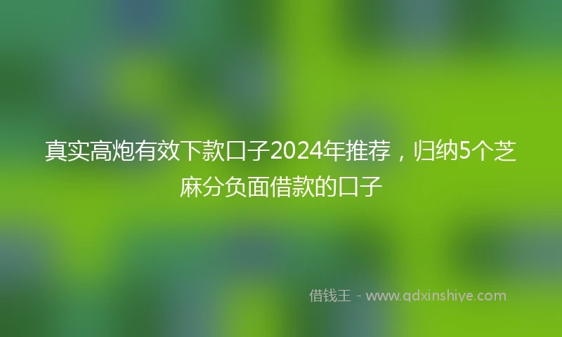 真实高炮有效下款口子2024年推荐，归纳5个芝麻分负面借款的口子