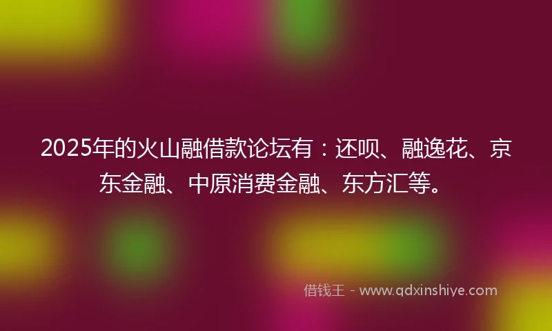 2025年的火山融借款论坛有：还呗、融逸花、京东金融、中原消费金融、东方汇等。