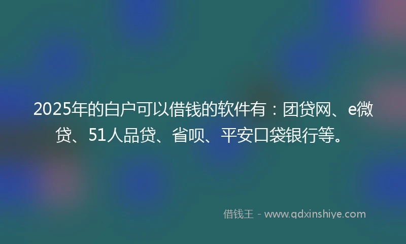 2025年的白户可以借钱的软件有：团贷网、e微贷、51人品贷、省呗、平安口袋银行等。