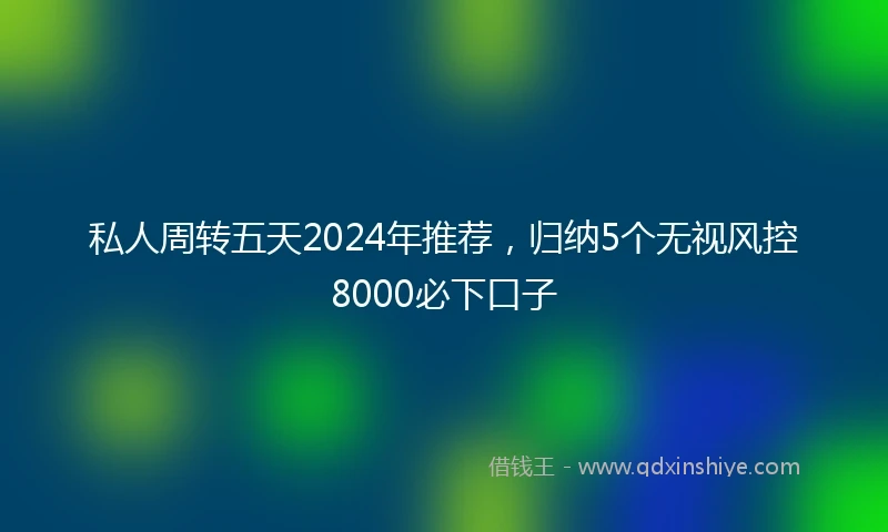 私人周转五天2024年推荐，归纳5个无视风控8000必下口子