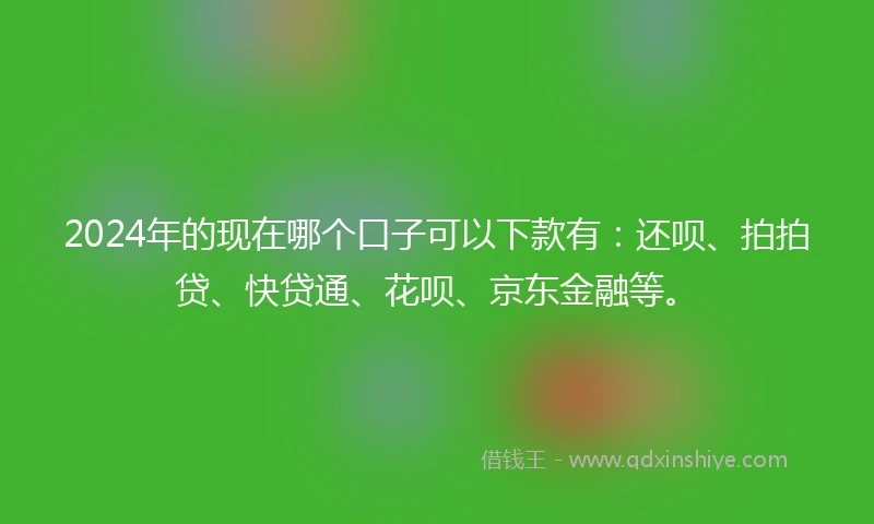 2024年的现在哪个口子可以下款有：还呗、拍拍贷、快贷通、花呗、京东金融等。