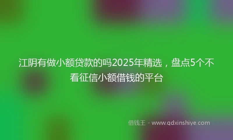 江阴有做小额贷款的吗2025年精选，盘点5个不看征信小额借钱的平台