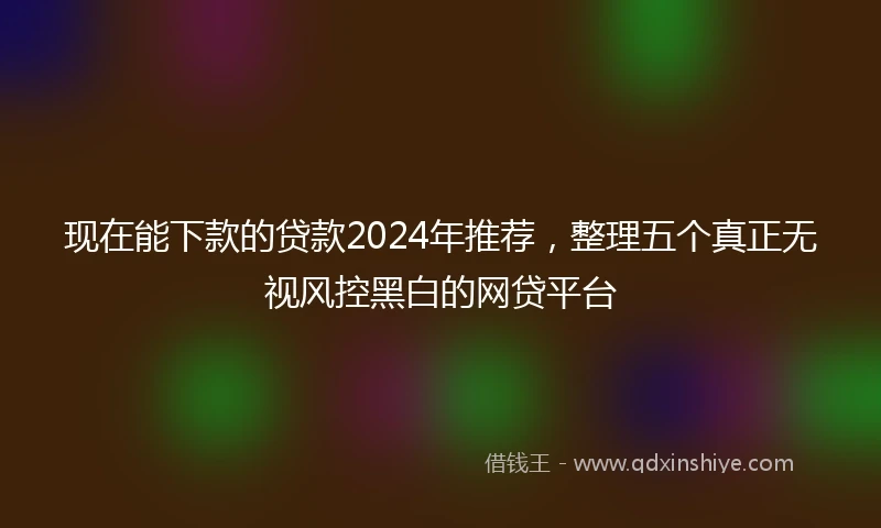 现在能下款的贷款2024年推荐，整理五个真正无视风控黑白的网贷平台