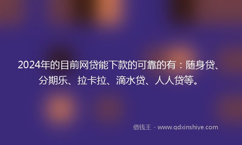 2024年的目前网贷能下款的可靠的有：随身贷、分期乐、拉卡拉、滴水贷、人人贷等。